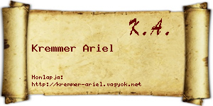 Kremmer Ariel névjegykártya